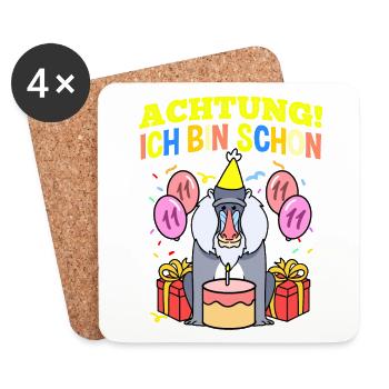Achtung Ich Bin Schon 11 Geburtstag Pavian - Untersetzer (4er-Set) - Weiß - Vorne