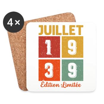 Juillet 1939 Édition limitée Cadeau D'anniversaire - Dessous de verre (lot de 4) - blanc - Devant