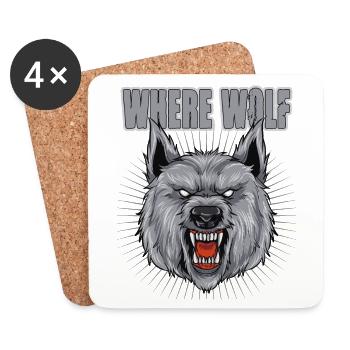 Where Wolf? für einen Werwolf Liebhaber - Untersetzer (4er-Set) - Weiß - Vorne