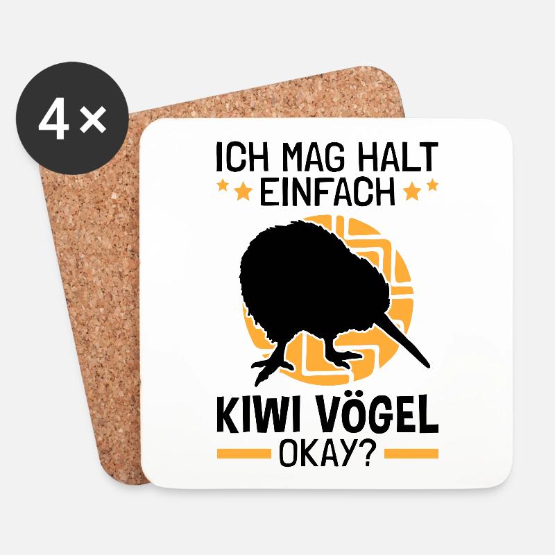 Ich mag einfach Kiwi Vogel Neuseeland - Untersetzer (4er-Set) - Weiß