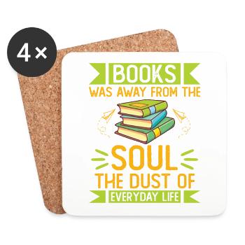 Books were away from the soul Bookworm reading book - Coasters (set of 4) - white - Front