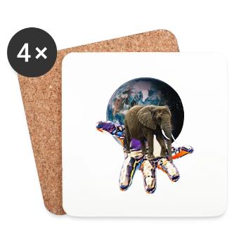 Éléphant - Dessous de verre (lot de 4) - blanc - Devant