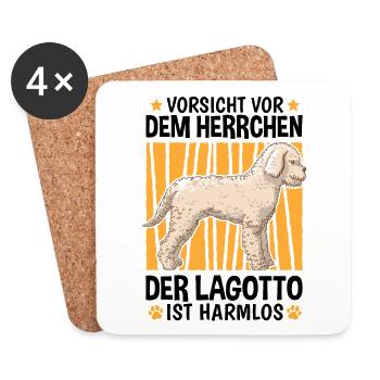 Vorsicht Lagotto Romagnolo Herrchen Wasserhund - Untersetzer (4er-Set) - Weiß - Vorne