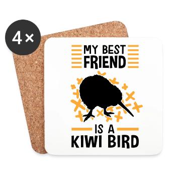 Mon meilleur ami est un oiseau kiwi - Dessous de verre (lot de 4) - blanc - Devant