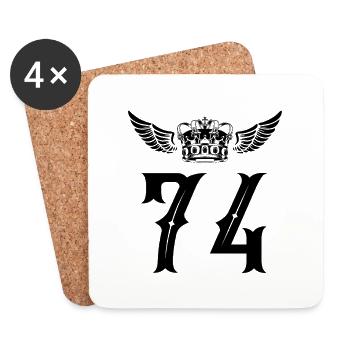 74 Number crown - Coasters (set of 4) - white - Front
