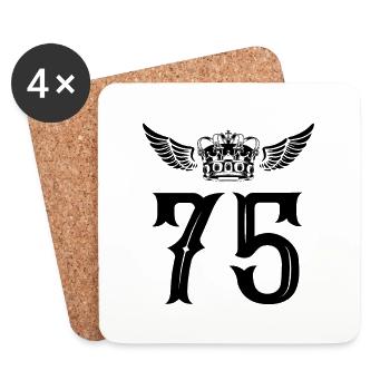 75 Couronne numérique - Dessous de verre (lot de 4) - blanc - Devant