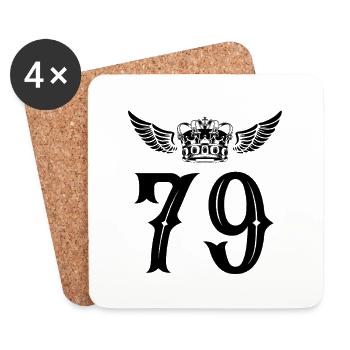 79 Zahl Krone - Untersetzer (4er-Set) - Weiß - Vorne