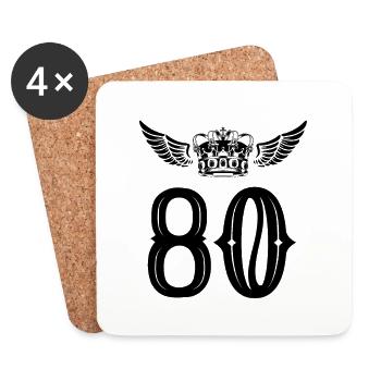 80 Zahl Krone - Untersetzer (4er-Set) - Weiß - Vorne