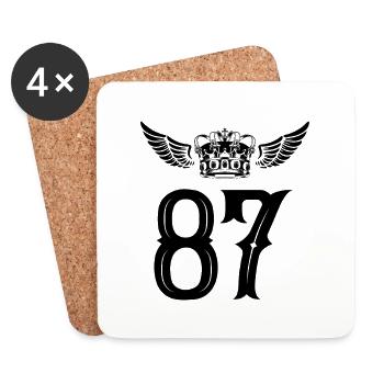 87 Couronne numérique - Dessous de verre (lot de 4) - blanc - Devant