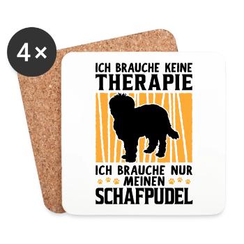 Brauche nur Schafpudel zotthaariger Hütepudel - Untersetzer (4er-Set) - Weiß - Vorne