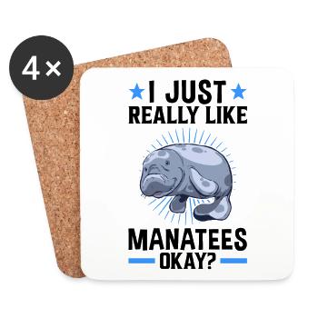I like manatees Marine mammal Manatee - Coasters (set of 4) - white - Front