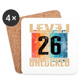 Geburtstag Happy Birthday Level Unlocked 26 Jahre - Untersetzer (4er-Set) - Weiß - Vorne