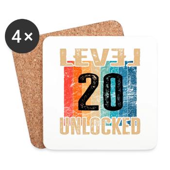 Birthday Happy Birthday Level Unlocked 20 years - Coasters (set of 4) - white - Front