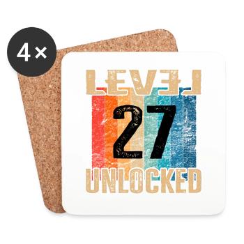 Geburtstag Happy Birthday Level Unlocked 27 Jahre - Untersetzer (4er-Set) - Weiß - Vorne