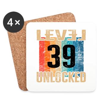 Birthday Happy Birthday Level Unlocked 39 years - Coasters (set of 4) - white - Front