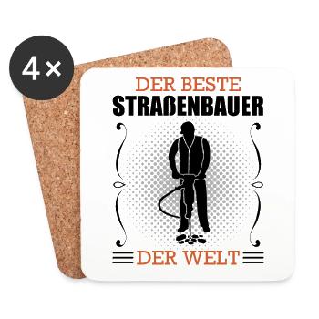 Straßenbauer Beruf Straßenbau Arbeiter Geschenk - Untersetzer (4er-Set) - Weiß - Vorne