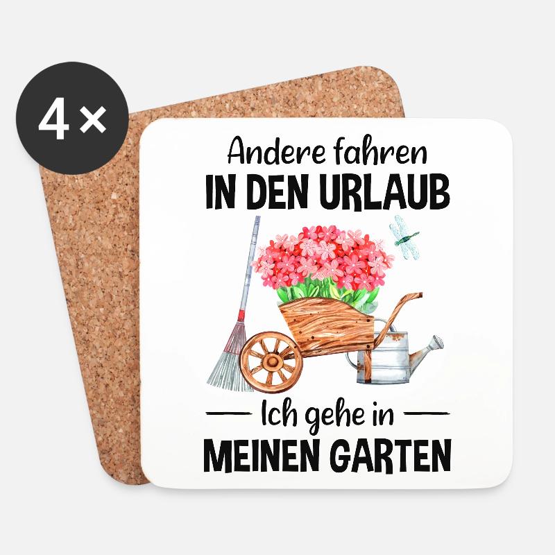 Garten Urlaub Lustiger Spruch Gärtner Geschenkidee - Untersetzer (4er-Set) - Weiß