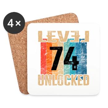 Birthday Happy Birthday Level Unlocked 74 years - Coasters (set of 4) - white - Front