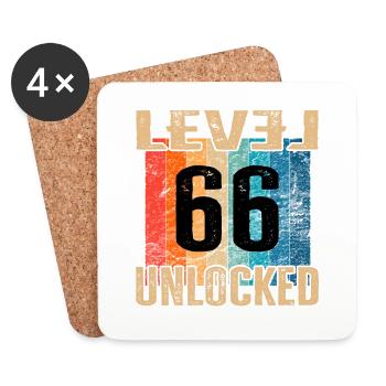 Birthday Happy Birthday Level Unlocked 66 years - Coasters (set of 4) - white - Front