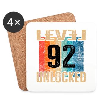 Geburtstag Happy Birthday Level Unlocked 92 Jahre - Untersetzer (4er-Set) - Weiß - Vorne