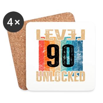 Birthday Happy Birthday Level Unlocked 90 years - Coasters (set of 4) - white - Front