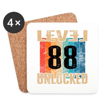 Birthday Happy Birthday Level Unlocked 88 years - Coasters (set of 4) - white - Front