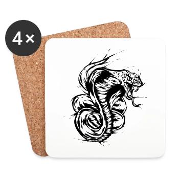 Serpent Cobra - Dessous de verre (lot de 4) - blanc - Devant