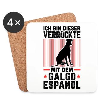 Ich bin der Verrückte mit dem Galgo Espanol - Untersetzer (4er-Set) - Weiß - Vorne