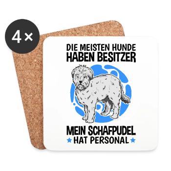 Schafpudel hat Personal zotthaariger Hütepudel - Untersetzer (4er-Set) - Weiß - Vorne