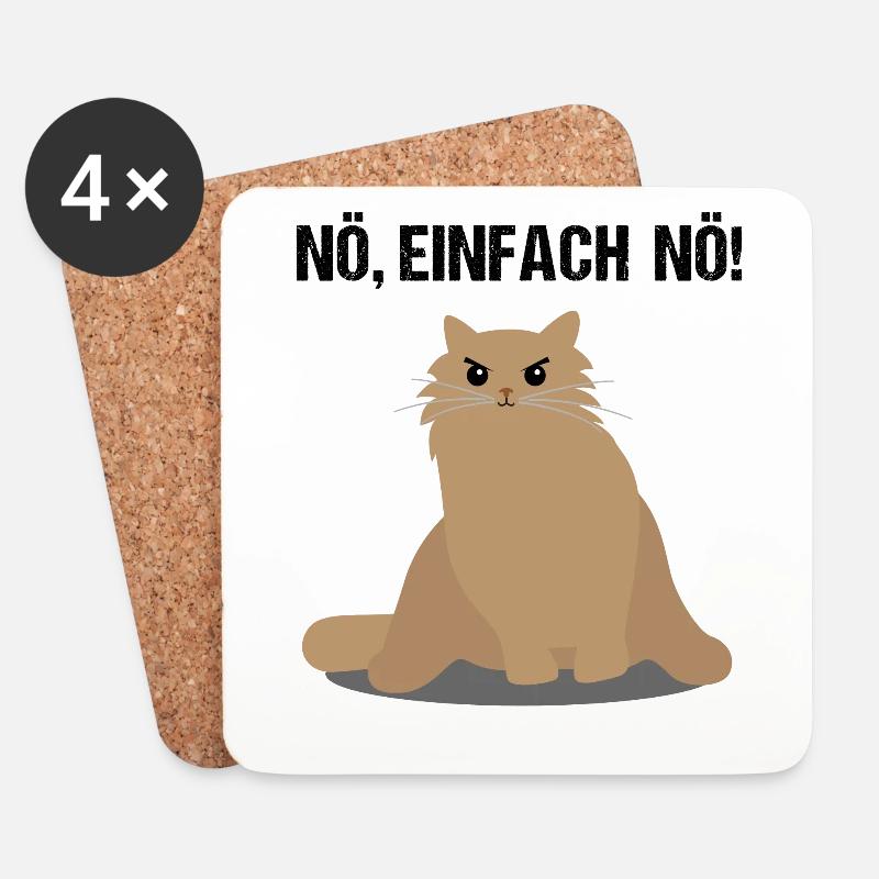 Katze Nö Einfach Nö Lustiger Spruch Geschenk - Untersetzer (4er-Set) - Weiß