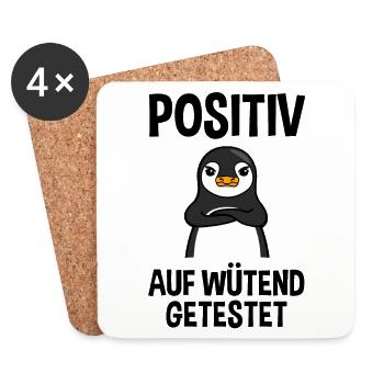 Wütender Pinguin Lustiger Spruch Geschenk - Untersetzer (4er-Set) - Weiß - Vorne
