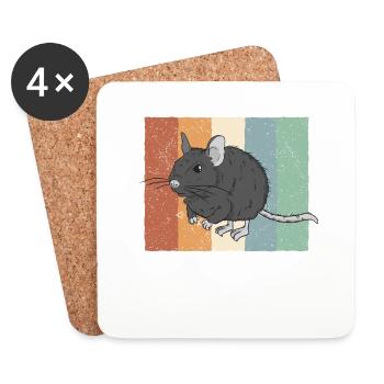Vintage Degu Rongeur Ordinaire Degu - Dessous de verre (lot de 4) - blanc - Devant