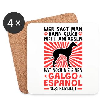 Einen Galgo Espanol streicheln Windhund - Untersetzer (4er-Set) - Weiß - Vorne