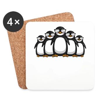 Lustige Pinguin Bande Mit Sonnenbrille Geschenk - Untersetzer (4er-Set) - Weiß - Vorne