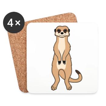 Cadeau d’amoureux des suricates Drôles d’animaux - Dessous de verre (lot de 4) - blanc - Devant