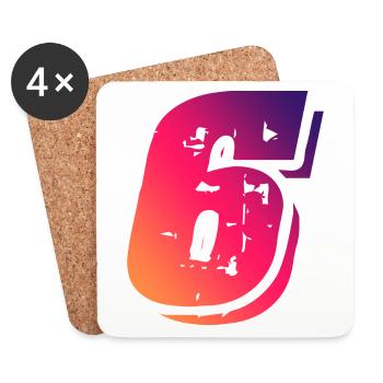 6 Zahl Symbol - Untersetzer (4er-Set) - Weiß - Vorne