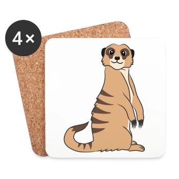 Cadeau d’amoureux des suricates Drôles d’animaux - Dessous de verre (lot de 4) - blanc - Devant