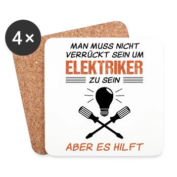 Elektriker Elektroniker Lustiger Spruch Geschenk - Untersetzer (4er-Set) - Weiß - Vorne