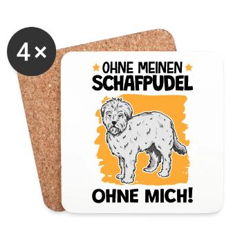 Ohne meinen Schafpudel ohne mich Hütepudel - Untersetzer (4er-Set) - Weiß - Vorne