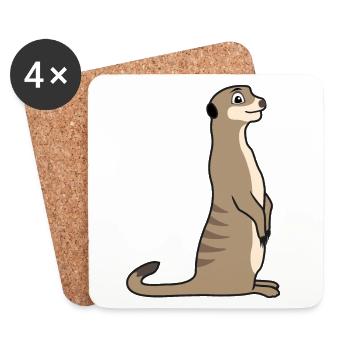 Cadeau d’amoureux des suricates Drôles d’animaux - Dessous de verre (lot de 4) - blanc - Devant