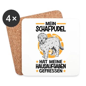 Schafpudel hat Hausaufgaben gefressen Hütepudel - Untersetzer (4er-Set) - Weiß - Vorne
