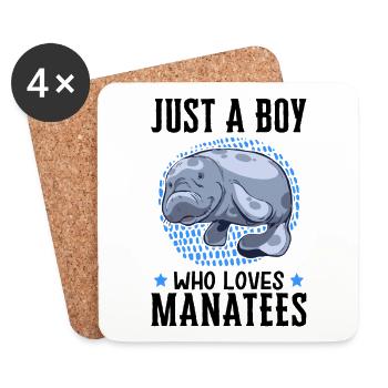 Boy of manatees loves marine mammal manatee - Coasters (set of 4) - white - Front