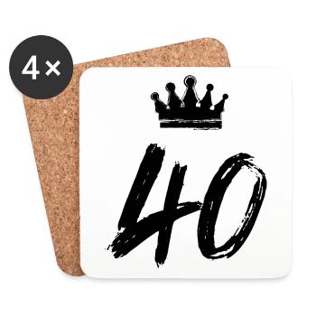 40 Couronne de numéros - Dessous de verre (lot de 4) - blanc - Devant