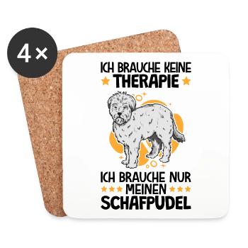 Ich brauche nur meinen Schafpudel Hütepudel - Untersetzer (4er-Set) - Weiß - Vorne