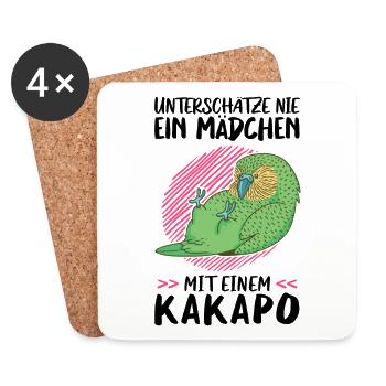 Mädchen mit Kakapo flugunfähiger Papagei - Untersetzer (4er-Set) - Weiß - Vorne