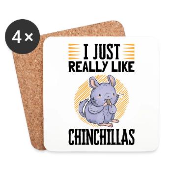 Ich mag Chinchillas Wollmaus Nagetier - Untersetzer (4er-Set) - Weiß - Vorne