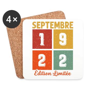 Septembre 1922 Édition limitée Cadeau Anniversaire - Dessous de verre (lot de 4) - blanc - Devant