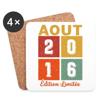 Août 2016 Édition limitée Idée Cadeau Anniversaire - Dessous de verre (lot de 4) - blanc - Devant