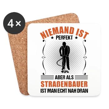 Straßenbauer Lustiger Spruch Straßenbau Geschenk - Untersetzer (4er-Set) - Weiß - Vorne