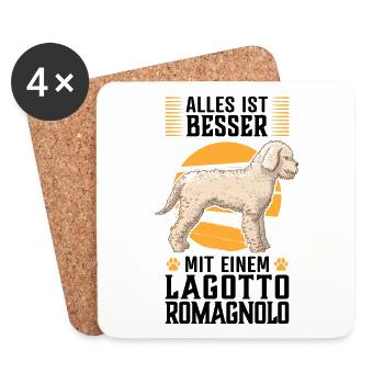 Alles ist besser mit Lagotto Romagnolo Wasserhund - Untersetzer (4er-Set) - Weiß - Vorne